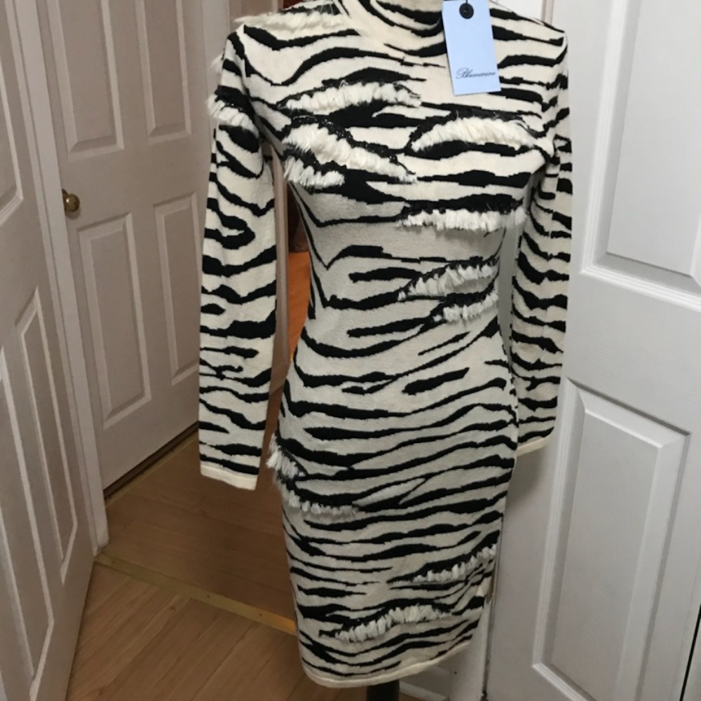 Blumarine Zebra wool sweater dress in